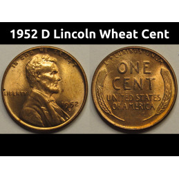 1952 D Lincoln Wheat Cent - vintage Denver mintmark American wheat penny