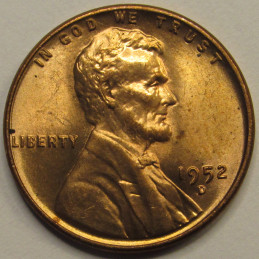 1952 D Lincoln Wheat Cent - vintage Denver mintmark American wheat penny