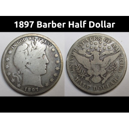 1897 Barber Half Dollar - antique 19th century American silver coin