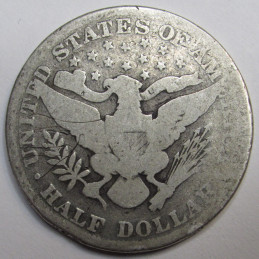 1898 Barber Half Dollar - antique 19th century American silver coin