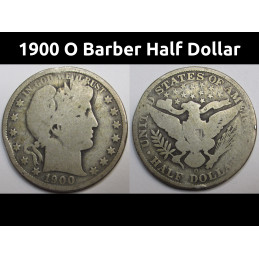 1900 O Barber Half Dollar - old turn of the century New Orleans mint silver coin