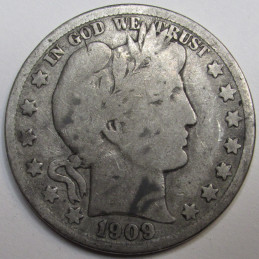 1909 O Barber Half Dollar - antique New Orleans mint American silver coin