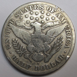 1912 S Barber Half Dollar - antique San Francisco mint American silver coin