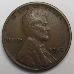 1928 D Lincoln Wheat Cent - higher grade antique American wheat penny