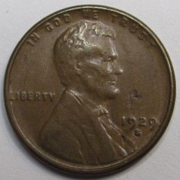 1929 S Lincoln Wheat Cent - higher grade antique American penny from San Francisco mint