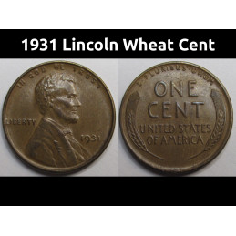 1931 Lincoln Wheat Cent - antique Great Depression era American wheat penny