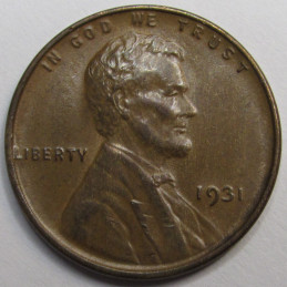 1931 Lincoln Wheat Cent - antique Great Depression era American wheat penny