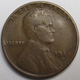 1924 D Lincoln Wheat Cent - antique semi-key date American wheat penny