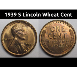 1939 S Lincoln Wheat Cent - antique high grade uncirculated American wheat penny