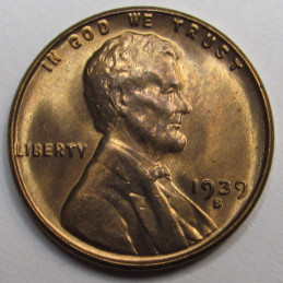 1939 S Lincoln Wheat Cent - antique high grade uncirculated American wheat penny