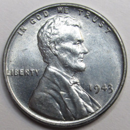 1943 Lincoln Wheat Cent - uncirculated historic steel penny