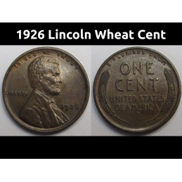 1926 Lincoln Wheat Cent - higher grade antique American wheat penny