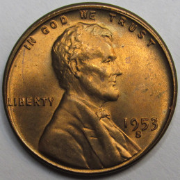 1953 S Lincoln Wheat Cent - uncirculated vintage American wheat penny