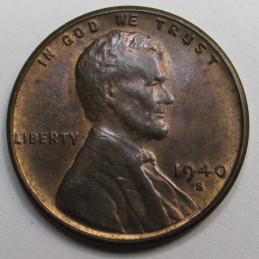 1940 S Lincoln Wheat Cent - antique San Francisco mintmark wheat penny