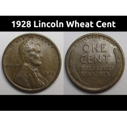 1928 Lincoln Wheat Cent - antique higher grade American wheat penny