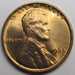 1935 Lincoln Wheat Cent - uncirculated Great Depression era American wheat penny