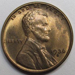 1936 S Lincoln Wheat Cent - antique San Francisco mintmark American wheat penny