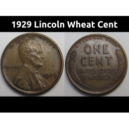 1929 Lincoln Wheat Cent - higher grade American antique penny