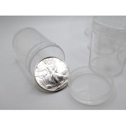 Whitman American Silver Eagle Coin Tubes - Pack of 5 / 10 / 20 - clear round, secure screw top