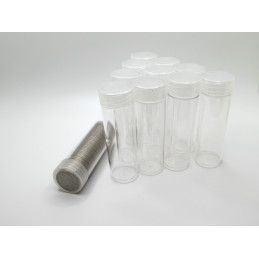 Whitman Nickel Coin Tubes - Pack of 5 / 10 / 20 - clear round, secure screw top