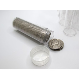 Whitman Nickel Coin Tubes - Pack of 5 / 10 / 20 - clear round, secure screw top