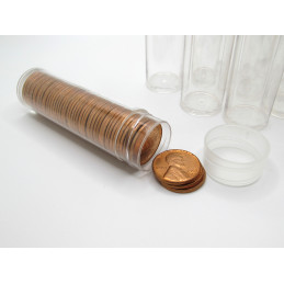 Whitman Cent (Penny) Coin Tubes - Pack of 5 / 10 / 20 - clear round, secure screw top