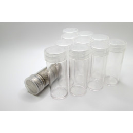 Whitman Quarter Coin Tubes - Pack of 5 / 10 / 20 - clear round, secure screw top