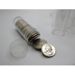 Whitman Quarter Coin Tubes - Pack of 5 / 10 / 20 - clear round, secure screw top