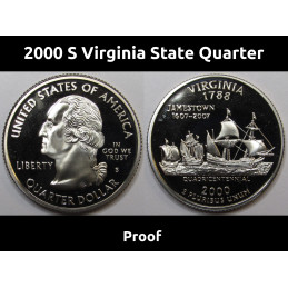 2000 S Virginia State Quarter - vintage San Francisco proof finish quarter