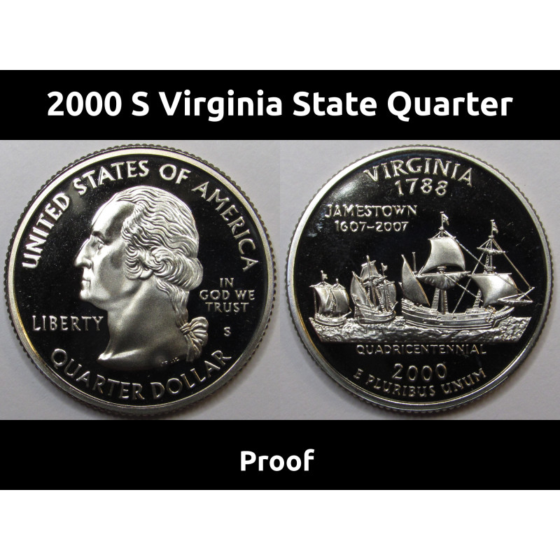 2000 S Virginia State Quarter - vintage San Francisco proof finish quarter