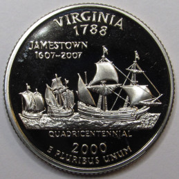 2000 S Virginia State Quarter - vintage San Francisco proof finish quarter