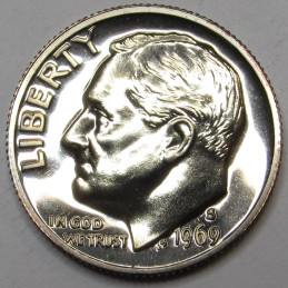 1969 S Roosevelt Dime - vintage proof American dime