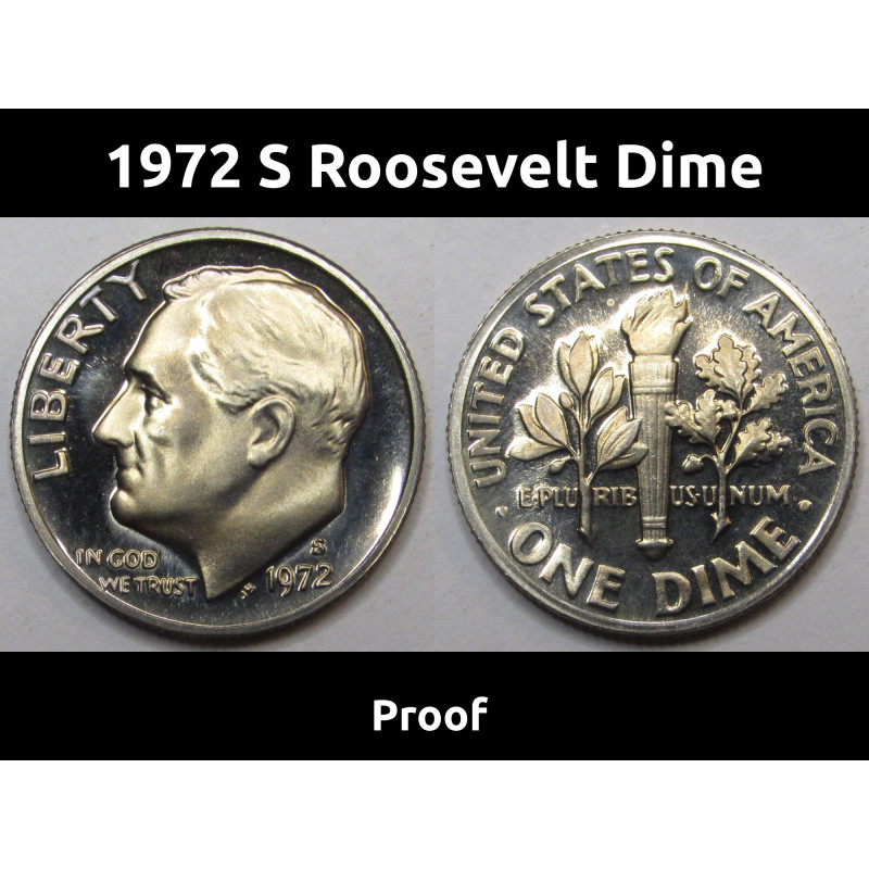 1972 S Roosevelt Dime - vintage San Francisco mintmark proof coin