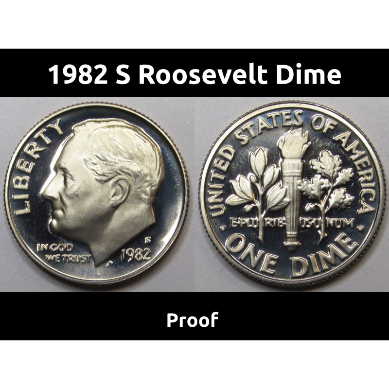 1982 S Roosevelt Dime - vintage San Francisco mintmark American proof coin