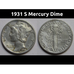 1931 S Mercury Dime - earlier date San Francisco American silver dime