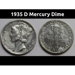 1935 D Mercury Dime - antique Denver mintmark American silver dime