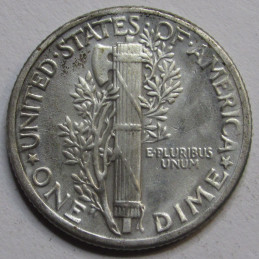 1937 Mercury Dime - antique Depression Era American silver dime