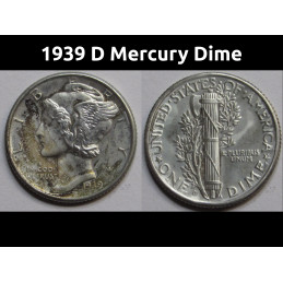 1939 D Mercury Dime - antique Denver mintmark American silver dime