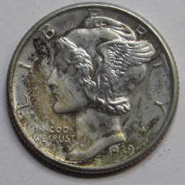 1939 D Mercury Dime - antique Denver mintmark American silver dime