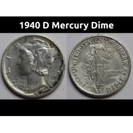 1940 D Mercury Dime - antique Denver mintmark American silver dime