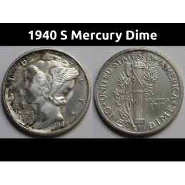 1940 S Mercury Dime - antique San Francisco mintmark American dime coin