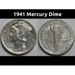 1941 Mercury Dime - antique American silver dime