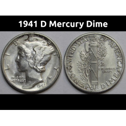 1941 D Mercury Dime - antique Denver mintmark American silver dime