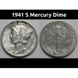 1941 S Mercury Dime - antique San Francisco mintmark American silver dime