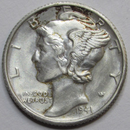 1941 S Mercury Dime - antique San Francisco mintmark American silver dime