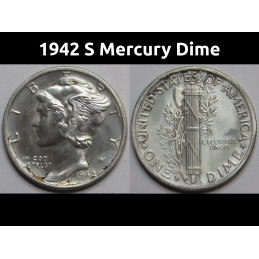 1942 S Mercury Dime - antique WW2 era San Francisco mintmark dime