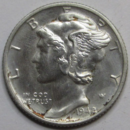 1942 S Mercury Dime - antique WW2 era San Francisco mintmark dime