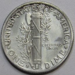 1942 S Mercury Dime - antique WW2 era San Francisco mintmark dime