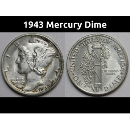 1943 Mercury Dime - antique WW2 era American silver dime