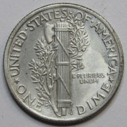 1943 Mercury Dime - antique WW2 era American silver dime